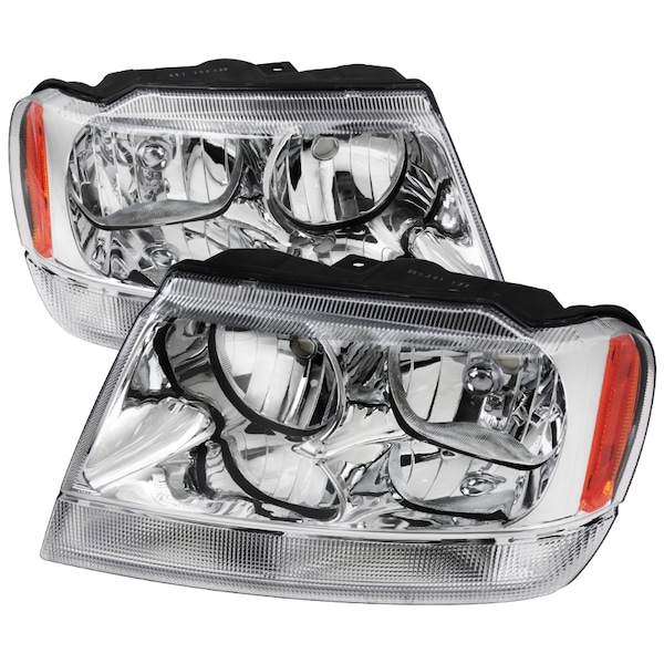 Spec-D Tuning 99-04 Jeep Cherokee Headlights- Chrome, 2LH-GKEE99-ABM 2LH-GKEE99-ABM - main